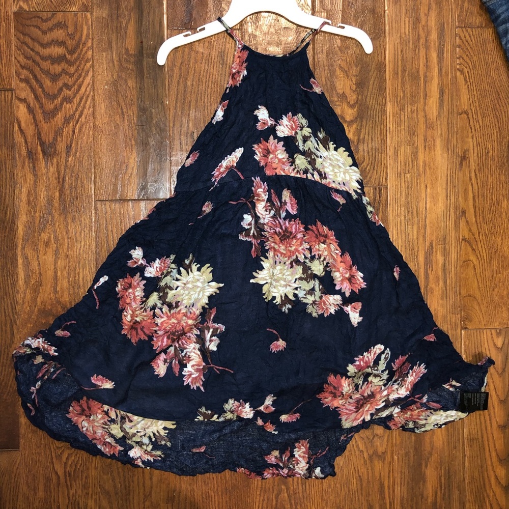 Blue foral high low dress